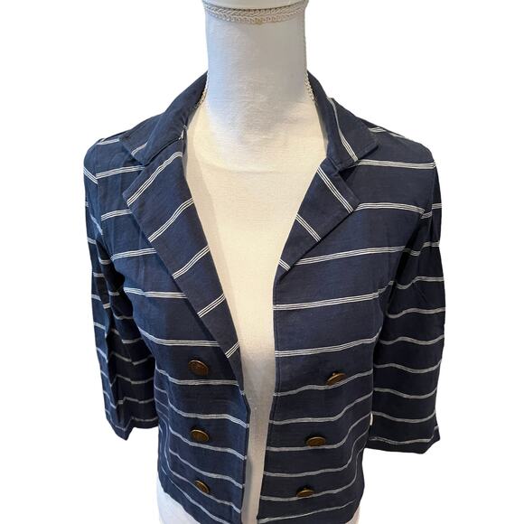 Billabong Casual Striped Blazer Jacket Blue - Picture 2 of 8